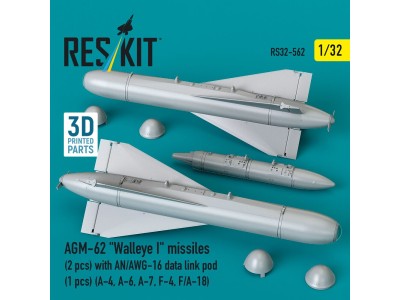 AGM-62 Walleye I missiles (2 pcs) with AN/AWG-16 data link pod (1 pcs) (A-4, A-6, A-7, F-4, F/A-18) (3D Printed) 