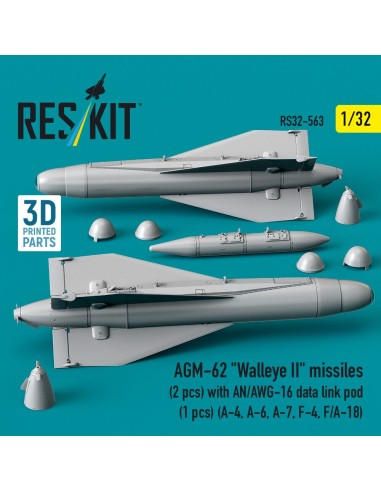 AGM-62 Walleye II missiles (2 pcs) with AN/AWG-16 data link pod (1 pcs) (A-4, A-6, A-7, F-4, F/A-18) (3D Printed) 