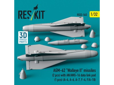 AGM-62 Walleye II missiles (2 pcs) with AN/AWG-16 data link pod (1 pcs) (A-4, A-6, A-7, F-4, F/A-18) (3D Printed) 