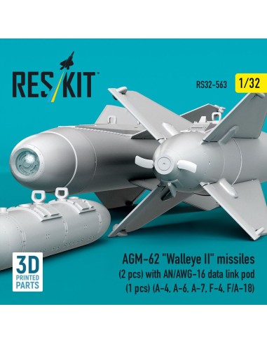 AGM-62 Walleye II missiles (2 pcs) with AN/AWG-16 data link pod (1 pcs) (A-4, A-6, A-7, F-4, F/A-18) (3D Printed) 
