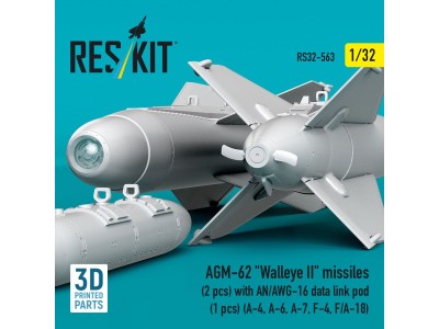 AGM-62 Walleye II missiles (2 pcs) with AN/AWG-16 data link pod (1 pcs) (A-4, A-6, A-7, F-4, F/A-18) (3D Printed) 