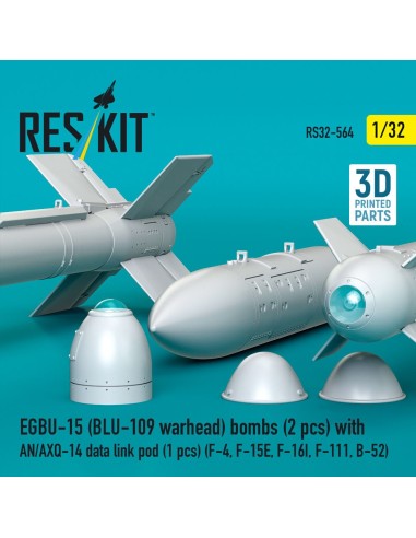 EGBU-15 (BLU-109 warhead) bombs (2 pcs) with AN/AXQ-14 data link pod (1 pcs) (F-4, F-15E, F-16I, F-111, B-52) (3D Printed) 