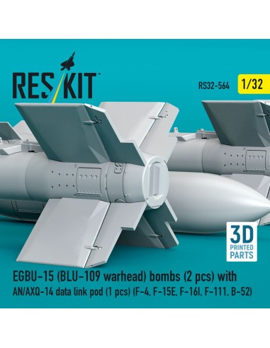EGBU-15 (BLU-109 warhead) bombs (2 pcs) with AN/AXQ-14 data link pod (1 pcs) (F-4, F-15E, F-16I, F-111, B-52) (3D Printed) 