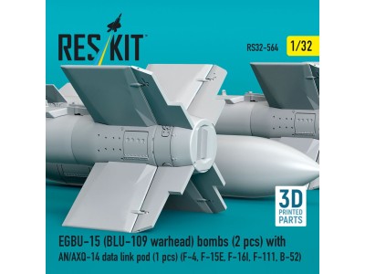 EGBU-15 (BLU-109 warhead) bombs (2 pcs) with AN/AXQ-14 data link pod (1 pcs) (F-4, F-15E, F-16I, F-111, B-52) (3D Printed) 