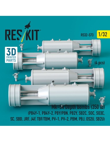 Mk-54 Depth bombs (350 lb) (4 pcs) (PB4Y-1, PB4Y-2, PBY/PBN, PB2Y, SB2C, SOC, SO3C, SC, SBD, JRF, J4F, TBF/TBM, PV-1, PV-2, PBM,