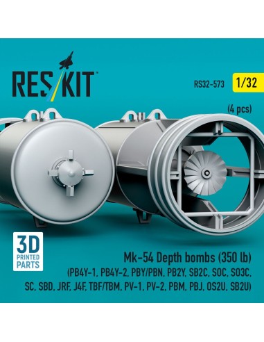 Mk-54 Depth bombs (350 lb) (4 pcs) (PB4Y-1, PB4Y-2, PBY/PBN, PB2Y, SB2C, SOC, SO3C, SC, SBD, JRF, J4F, TBF/TBM, PV-1, PV-2, PBM,