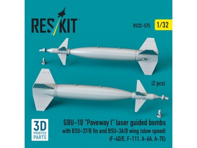 GBU-10 Paveway I laser guided bombs with BSU-37/B fin and BSU-3A/B wing (slow speed) (2 pcs) (F-4D/E, F-111, A-6A, A-7E) (3D Pri