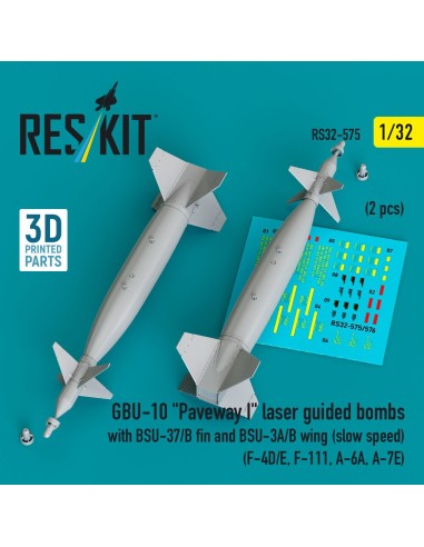 GBU-10 Paveway I laser guided bombs with BSU-37/B fin and BSU-3A/B wing (slow speed) (2 pcs) (F-4D/E, F-111, A-6A, A-7E) (3D Pri