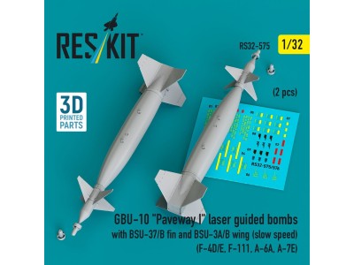 GBU-10 Paveway I laser guided bombs with BSU-37/B fin and BSU-3A/B wing (slow speed) (2 pcs) (F-4D/E, F-111, A-6A, A-7E) (3D Pri