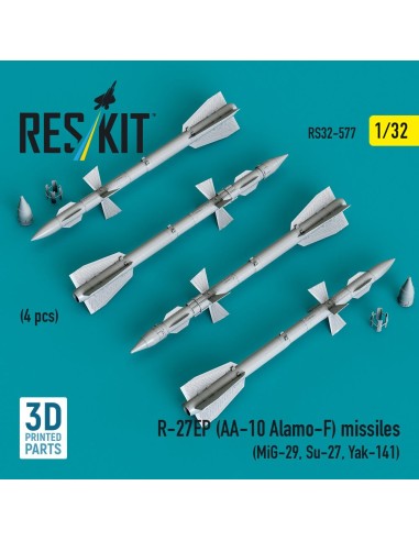 R-27EP (AA-10 Alamo-F) missiles (4 pcs) (MiG-29, Su-27, Yak-141) (3D Printed) 