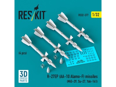 R-27EP (AA-10 Alamo-F) missiles (4 pcs) (MiG-29, Su-27, Yak-141) (3D Printed) 