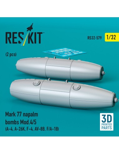 Mark 77 napalm bombs Mod.4/5 (2 pcs) (A-4, A-26K, F-4, AV-8B, F/A-18) (3D Printed) 