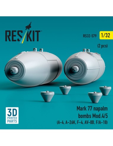 Mark 77 napalm bombs Mod.4/5 (2 pcs) (A-4, A-26K, F-4, AV-8B, F/A-18) (3D Printed) 