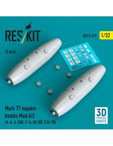 Mark 77 napalm bombs Mod.4/5 (2 pcs) (A-4, A-26K, F-4, AV-8B, F/A-18) (3D Printed) 