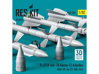 R-27ER (AA-10 Alamo-C) missiles (4 pcs) (MiG-29, Su-27, Yak-141) (3D Printed) 