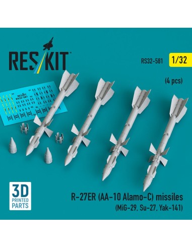 R-27ER (AA-10 Alamo-C) missiles (4 pcs) (MiG-29, Su-27, Yak-141) (3D Printed) 