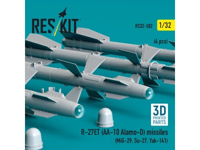R-27ET (AA-10 Alamo-D) missiles (4 pcs) (MiG-29, Su-27, Yak-141) (3D Printed) 