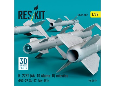 R-27ET (AA-10 Alamo-D) missiles (4 pcs) (MiG-29, Su-27, Yak-141) (3D Printed) 