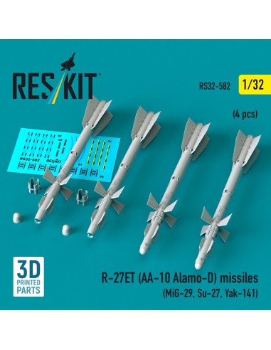 R-27ET (AA-10 Alamo-D) missiles (4 pcs) (MiG-29, Su-27, Yak-141) (3D Printed) 