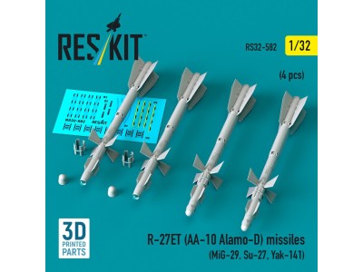 R-27ET (AA-10 Alamo-D) missiles (4 pcs) (MiG-29, Su-27, Yak-141) (3D Printed) 