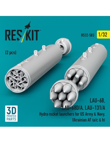LAU-68, LAU-68D/A, LAU-131/A Hydra rocket launchers for US Army & Navy, Ukrainian AF (a/c & h) (2 pcs) (3D Printed) 