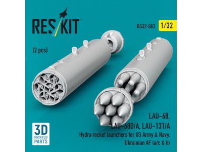 LAU-68, LAU-68D/A, LAU-131/A Hydra rocket launchers for US Army & Navy, Ukrainian AF (a/c & h) (2 pcs) (3D Printed) 
