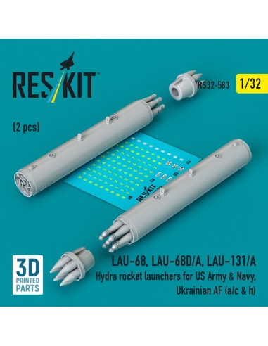 LAU-68, LAU-68D/A, LAU-131/A Hydra rocket launchers for US Army & Navy, Ukrainian AF (a/c & h) (2 pcs) (3D Printed) 