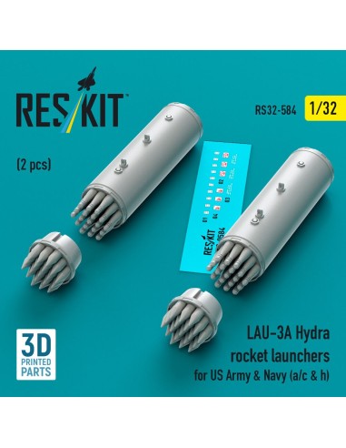 LAU-3A Hydra rocket launchers for US Army & Navy (a/c & h) (2 pcs) (3D Printed) 