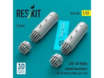 LAU-3A Hydra rocket launchers for US Army & Navy (a/c & h) (2 pcs) (3D Printed) 