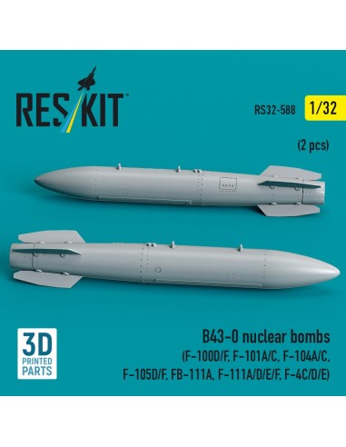 B43-0 nuclear bombs (2 pcs) (F-100D/F, F-101A/C, F-104A/C, F-105D/F, FB-111A, F-111A/D/E/F, F-4C/D/E) (3D Printed) 