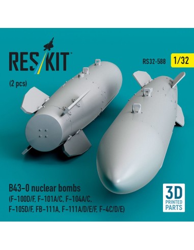 B43-0 nuclear bombs (2 pcs) (F-100D/F, F-101A/C, F-104A/C, F-105D/F, FB-111A, F-111A/D/E/F, F-4C/D/E) (3D Printed) 