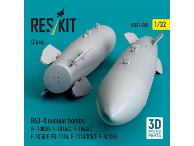 B43-0 nuclear bombs (2 pcs) (F-100D/F, F-101A/C, F-104A/C, F-105D/F, FB-111A, F-111A/D/E/F, F-4C/D/E) (3D Printed) 