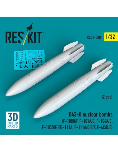 B43-0 nuclear bombs (2 pcs) (F-100D/F, F-101A/C, F-104A/C, F-105D/F, FB-111A, F-111A/D/E/F, F-4C/D/E) (3D Printed) 