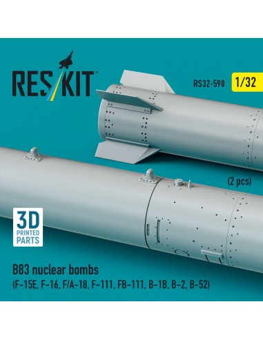 B83 nuclear bombs (2 pcs) (F-15E, F-16, F/A-18, F-111, FB-111, B-1B, B-2, B-52) (3D Printed) 