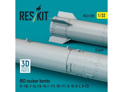 B83 nuclear bombs (2 pcs) (F-15E, F-16, F/A-18, F-111, FB-111, B-1B, B-2, B-52) (3D Printed) 