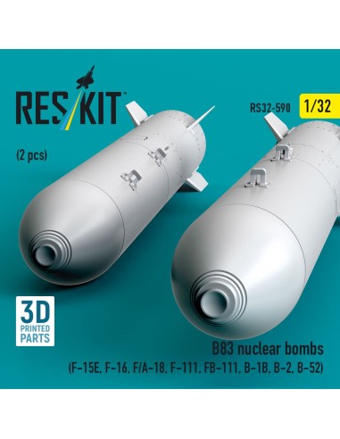 B83 nuclear bombs (2 pcs) (F-15E, F-16, F/A-18, F-111, FB-111, B-1B, B-2, B-52) (3D Printed) 