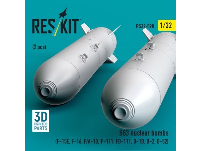 B83 nuclear bombs (2 pcs) (F-15E, F-16, F/A-18, F-111, FB-111, B-1B, B-2, B-52) (3D Printed) 