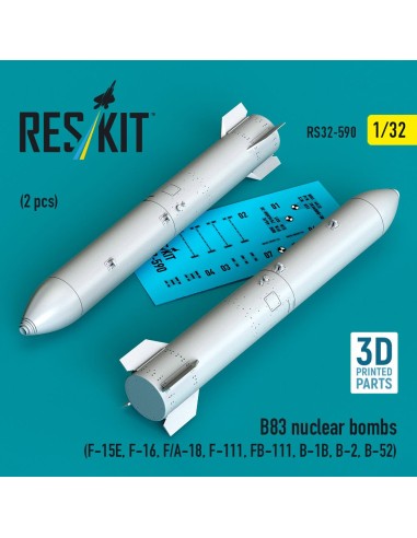 B83 nuclear bombs (2 pcs) (F-15E, F-16, F/A-18, F-111, FB-111, B-1B, B-2, B-52) (3D Printed) 