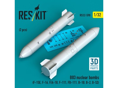 B83 nuclear bombs (2 pcs) (F-15E, F-16, F/A-18, F-111, FB-111, B-1B, B-2, B-52) (3D Printed) 