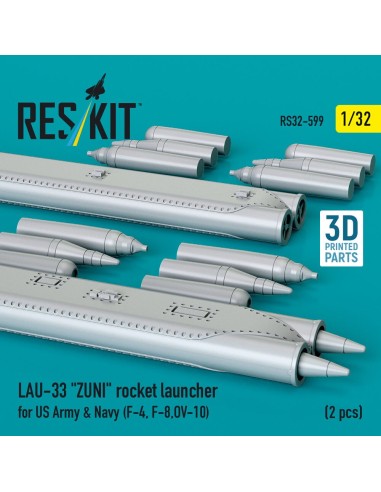 LAU-33 ZUNI rocket launcher for US Army & Navy (2 pcs) (F-4, F-8, OV-10) (3D Printed) 