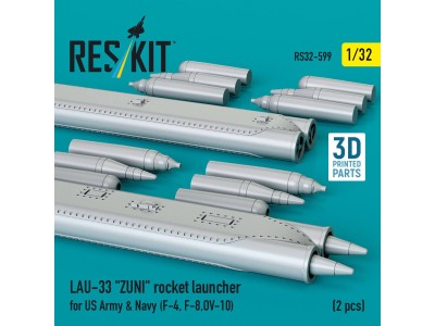 LAU-33 ZUNI rocket launcher for US Army & Navy (2 pcs) (F-4, F-8, OV-10) (3D Printed) 