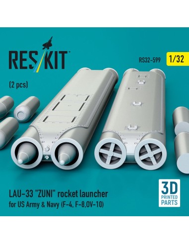 LAU-33 ZUNI rocket launcher for US Army & Navy (2 pcs) (F-4, F-8, OV-10) (3D Printed) 