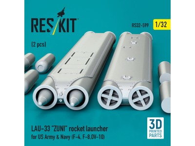 LAU-33 ZUNI rocket launcher for US Army & Navy (2 pcs) (F-4, F-8, OV-10) (3D Printed) 