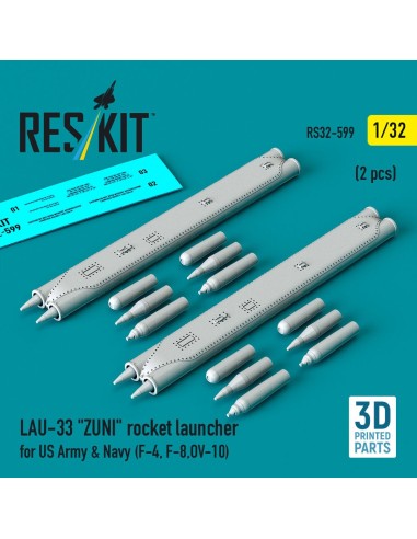 LAU-33 ZUNI rocket launcher for US Army & Navy (2 pcs) (F-4, F-8, OV-10) (3D Printed) 