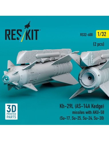 Kh-29L (AS-14A Kedge) missiles with AKU-58 (2 pcs) (Su-17, Su-25, Su-24, Su-30) (3D Printed) 