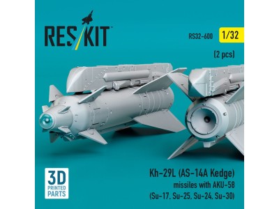 Kh-29L (AS-14A Kedge) missiles with AKU-58 (2 pcs) (Su-17, Su-25, Su-24, Su-30) (3D Printed) 