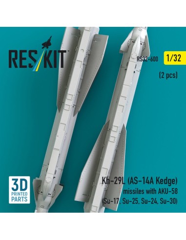 Kh-29L (AS-14A Kedge) missiles with AKU-58 (2 pcs) (Su-17, Su-25, Su-24, Su-30) (3D Printed) 