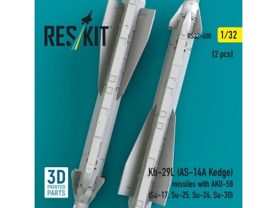 Kh-29L (AS-14A Kedge) missiles with AKU-58 (2 pcs) (Su-17, Su-25, Su-24, Su-30) (3D Printed) 