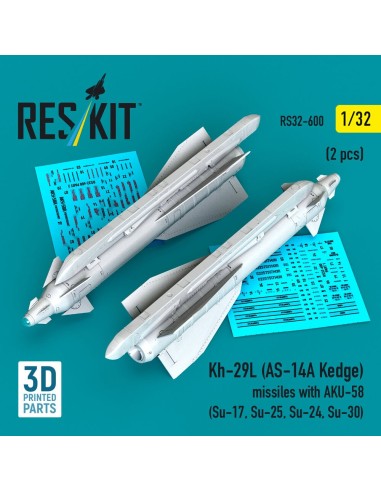 Kh-29L (AS-14A Kedge) missiles with AKU-58 (2 pcs) (Su-17, Su-25, Su-24, Su-30) (3D Printed) 