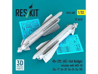 Kh-29L (AS-14A Kedge) missiles with AKU-58 (2 pcs) (Su-17, Su-25, Su-24, Su-30) (3D Printed) 